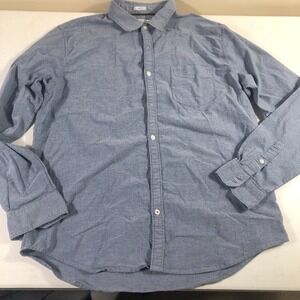 PD&C Men's Blue XL Button Up Shirt Long Sleeve Slim Fit‎ Stretch Nautical Casual